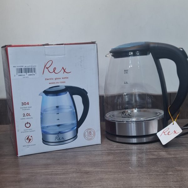 کتری برقی رکس Rex مدل شیشه پیرکس 2 لیتر